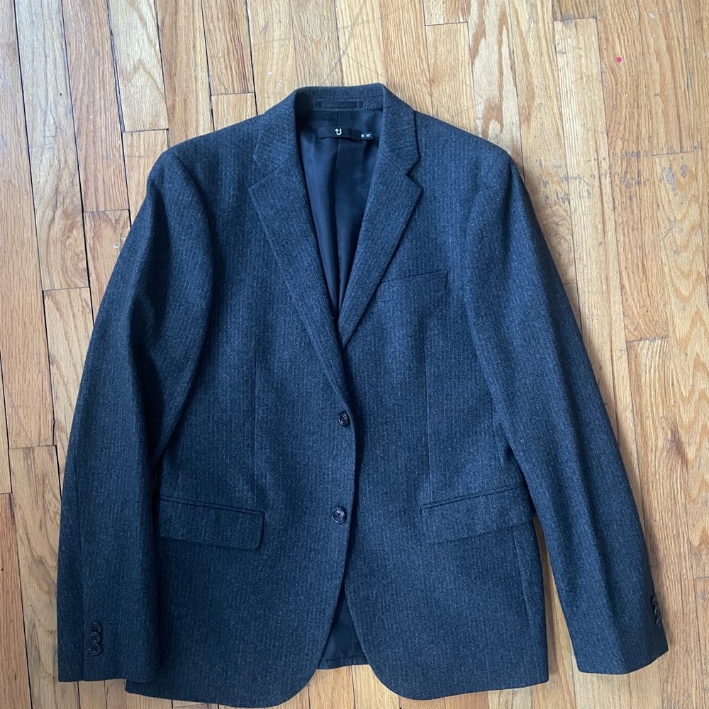 Men's Uniqlo J+ Wool Flannel Pinstripe Suit Jacket + Trousers (Like New)